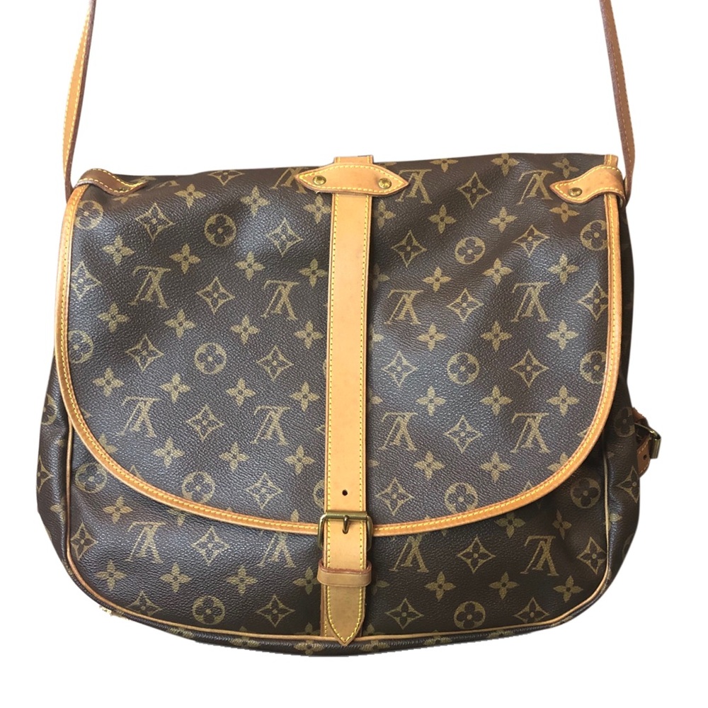 Auth LOUIS VUITTON Saumur 35 Monogram Two Sided Shoulder Bag LV DUST BAG